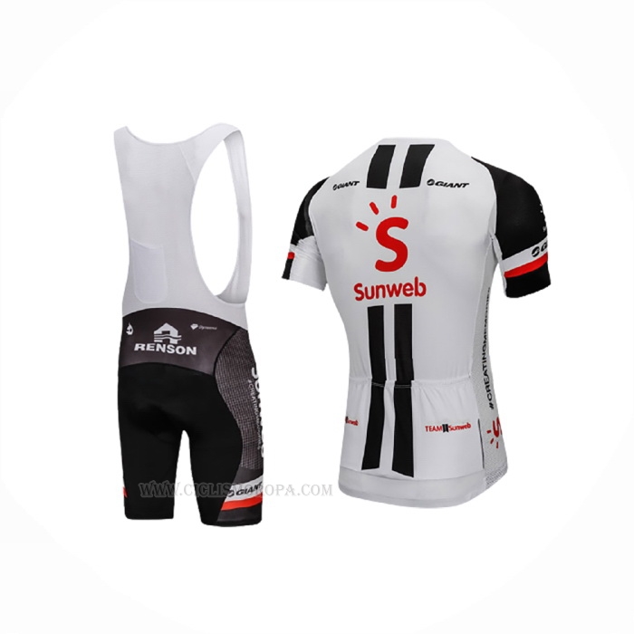 2018 Ropa Ciclismo Sunweb Gris Negro Mangas Corta y Culotte Corto